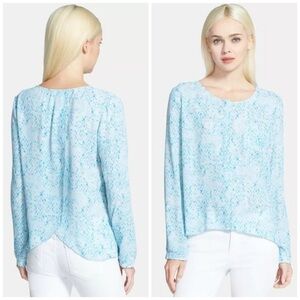 Chelsea28 Printed Split Back Long Sleeve Blouse S